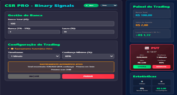 Tela principal do sistema CSRPRO