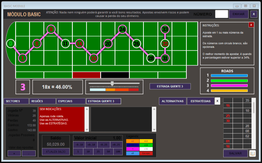 Sistema SpinAtaque com indicações avançadas para apostas na roleta online